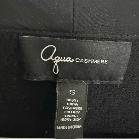 Aqua Cashmere Silk-Trim Blazer Cardigan Black S - Picture 2 of 4